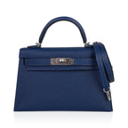 Special Order HSS Verso Mini Kelly 20 Sellier Bag Deep Bleu & Bleu Izmir Epsom Leather with Palladium Hardware