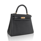 Kelly Touch 25 Retourne Bag Black Lizard Togo Leather Gold Hardware