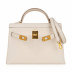 Kelly 20 Mini Sellier Bag Craie Epsom Leather with Gold Hardware