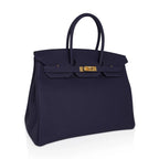 Birkin 35 Bag Blue Nuit Gold Hardware Togo Leather