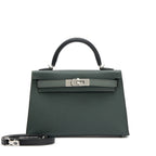 Kelly 20 II Vert Amande and Black Epsom Mini Palladium Hardware