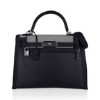 Kelly 32 Sellier Bag Toile H Berline & Plume Swift Leather with Palladium Hardware
