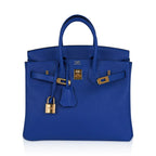 Birkin 25 Bag Blue Zellige Novillo Leather with Gold Hardware