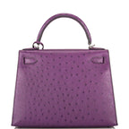 Kelly Violine Sellier Ostrich with Palladium Hardware