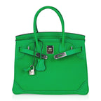 Birkin 30 Ghillies Limited Edition Bag Bamboo Palladium Hardware New w/Box