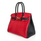 Birkin HSS 30 Bag Rouge Casaque and Black Chevre Brushed Gold Hardware