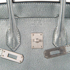 Birkin 25 Bag Metallic Silver Chevre with Brushed Palladium Hardware