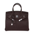 Birkin 35 Bag Ebene Barenia Faubourg Leather with Palladium Hardware