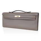 Kelly Cut Bag Gris Asphalte Gray Clutch Swift Gold Hardware