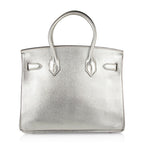 Limited Edition Birkin 30 Bag Silver Metallic Chevre Leather with Palladium Hardware