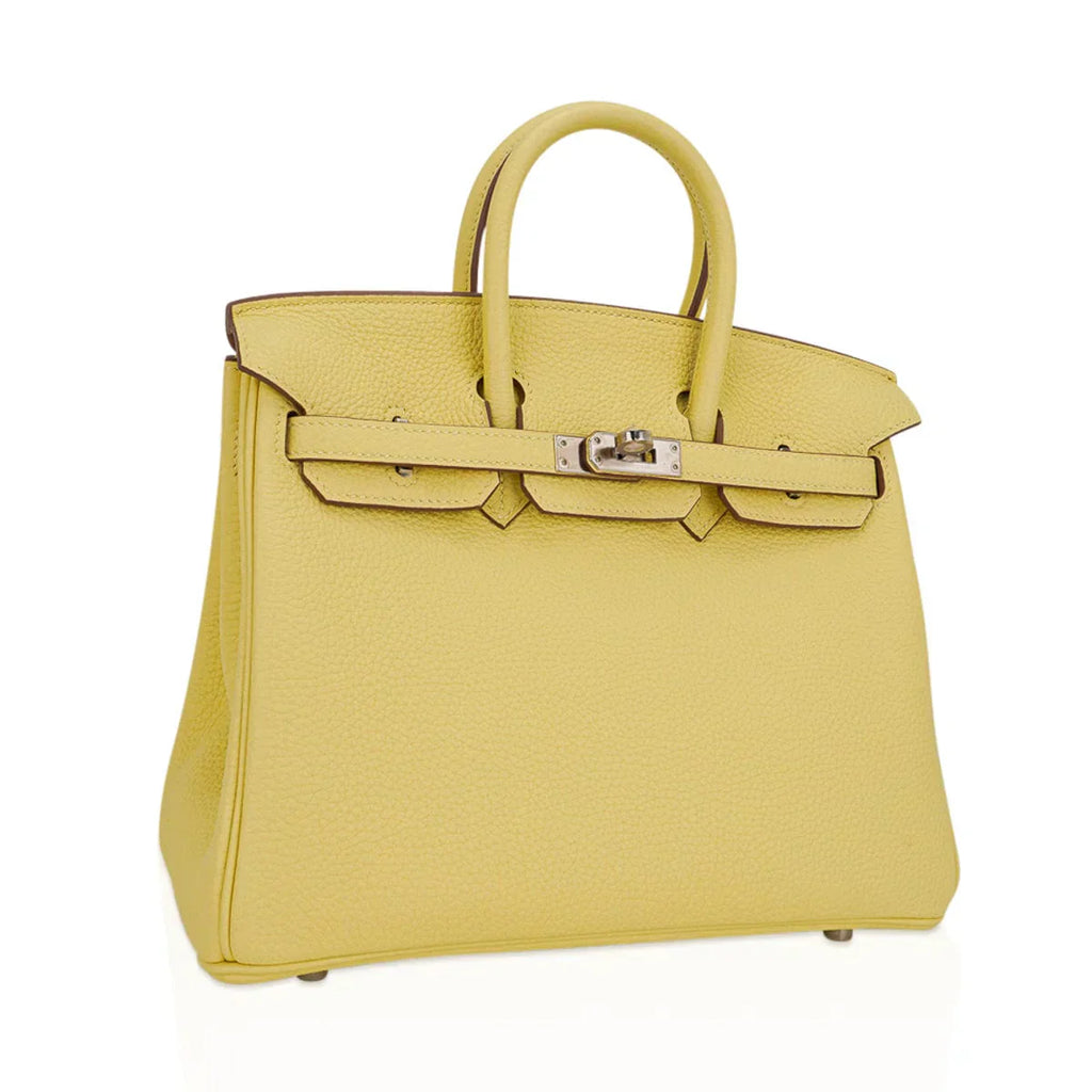 Birkin 25 Bag Jaune Poussin Togo Leather with Palladium Hardware