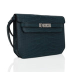 Kelly Depeches 25 Pouch Vert Rousseau Matte Alligator Palladium Hardware