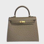 Kelly II Mini Gris Tourterelle Ostrich Gold Hardware