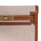 Kelly Depeches 25 Pouch Toile / Fauve Barenia Trim Gold Hardware