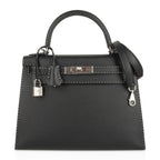 Kelly 28 Bag Black Un Point Sur Deux Veau Graine Monsieur Limited Edition