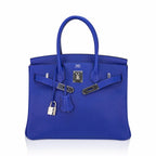 Birkin 30 Bag Blue Electric Novillo Leather with Palladium Hardware