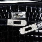 Kelly Cut Diamond Blue Marine Crocodile Bag Exquisite Clutch