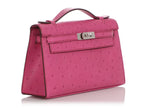 Kelly Pochette Palladium Hardware Fuchsia Ostrich