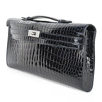 Kelly Cut Diamond Blue Marine Crocodile Bag Exquisite Clutch