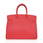 Birkin 35 Bag Rose Jaipur Clemence Leather with Palladium Hardware