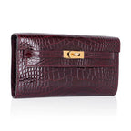 Kelly Classique To Go Wallet Bordeaux Alligator Gold Hardware New w/Box