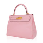 Kelly 28 Bag Rose Sakura Gold Hardware Swift Leather