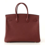 Birkin 35 Bag Red Rouge H Limited Edition Contour Navy Gold