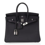 Birkin 25 Bag Black Palladium Hardware Togo Leather