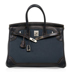 Birkin 35 Ghillies Denim Fonce Toile / Black Evercalf Bag Limited Edition