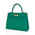 Kelly 25 Sellier Bag Jade Epsom Leather with Gold Hardware