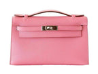 Kelly Pochette Clutch Bag Rose Confetti Pink Epsom Palladium