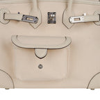 Birkin 25 Cargo Nata Toile Goeland Bag Swift Leather Trim Limited Edition