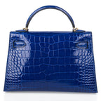 Kelly 20 Mini Sellier Bag Blue Electric Alligator Gold Hardware Limited