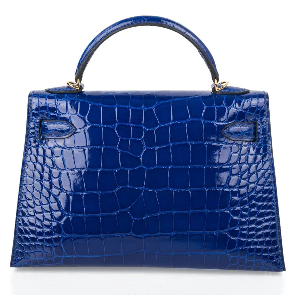 Kelly 20 Mini Sellier Bag Blue Electric Alligator Gold Hardware Limited