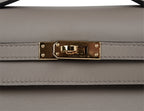 Kelly Pochette Gris Asphalte Swift Gold Hardware