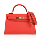 Kelly 20 Mini Sellier Bag Rouge Tomate Epsom Gold Hardware