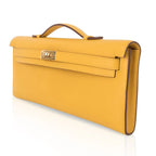 Kelly Cut Bag Jaune Ambre Clutch Swift Gold Hardware New
