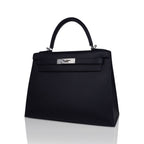 Kelly 28 Sellier Bag Black Epsom Leather with Palladium Hardware