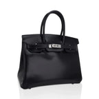 Birkin 30 Black Box Leather Bag Palladium Hardware