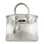 Limited Edition Birkin 30 Bag Silver Metallic Chevre Leather with Palladium Hardware