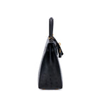 Kelly 25 Sellier Black Ostrich Gold Hardware