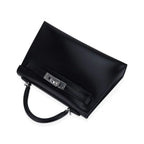 Kelly 20 Sellier Black Box Leather Mini Bag Palladium Hardware