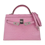 Kelly 20 Mini Sellier Bag 5P Pink Matte Alligator Palladium Limited Edition