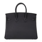 Birkin 25 Bag Black Palladium Hardware Togo Leather
