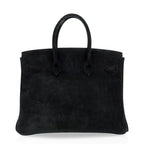 Birkin 35 Bag Black Doblis Suede Gold Hardware Limited Edition